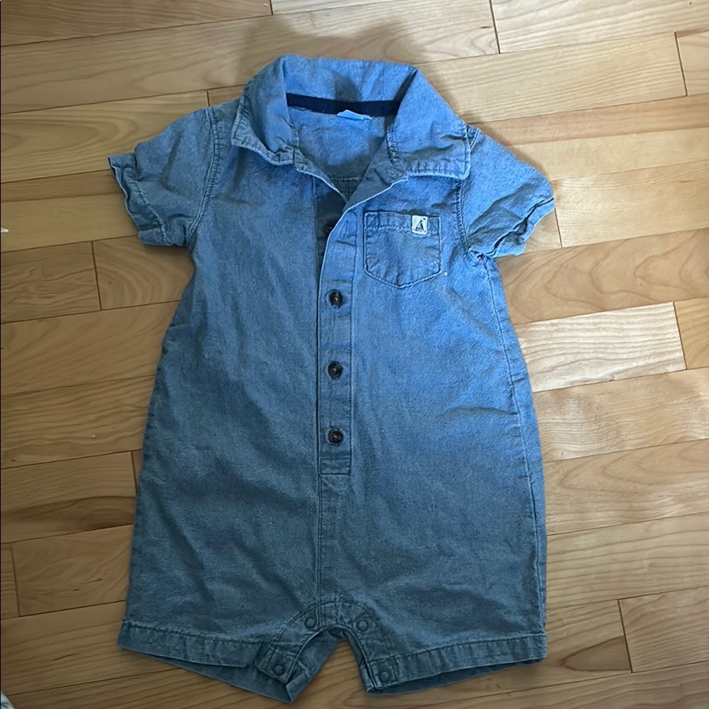 Carter's Blue Denim Romper Jumpsuit